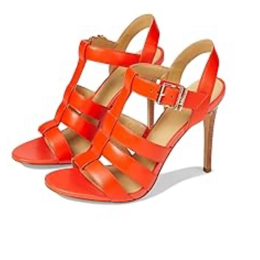 Michael Kors Vibrant Orange Heeled Sandals - Picture 1 of 5